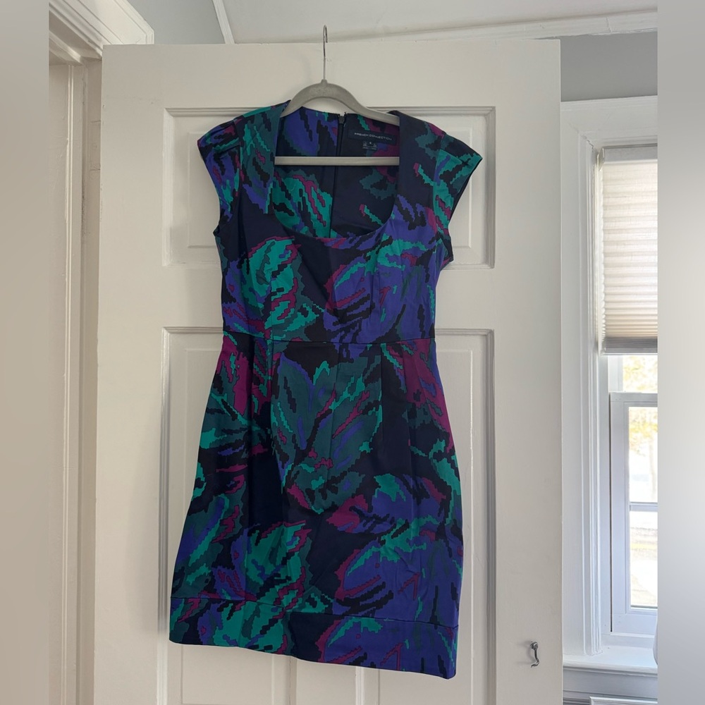 Vintage French Connection Floral Print Cap Sleeve Dress